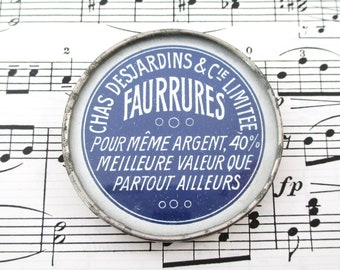 Little Vintage French Advertising Mirror - Chas Desjardins & C Faurrures