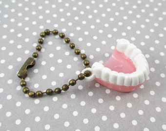 Little Vintage Denture / Teeth Charm Key Chain