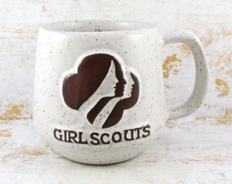 Vintage Glazed Pottery Girl Scouts Mug