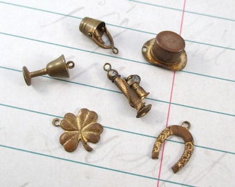 Six Little Vintage Copper Toned Charms