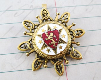 Vintage Enamel Coat of Arms Lapel Pin / Pendant