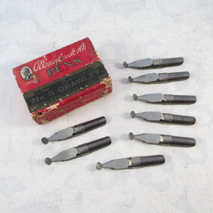 Vintage No. 5 Drawlet Esterbrook Box With 8 Pen Nibs