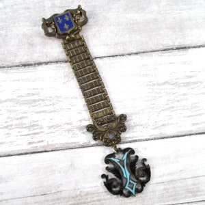 Vintage / Antique Watch Enamel and Brass Fob Brooch