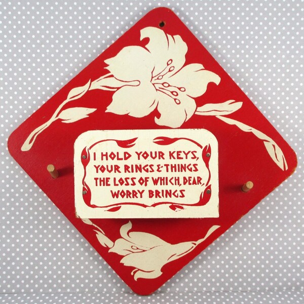 Vintage Wooden Retro "I Hold Your Keys" Wall Key Holder