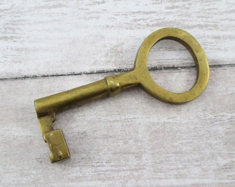 Big Vintage Brass Skeleton Key - 3 1/8 Inches