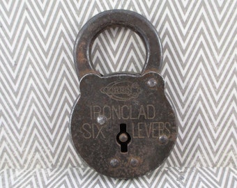 Vintage Corbin Ironclad Six Levers Padlock - No Key