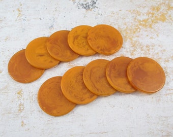 10 Vintage Marbled Butterscotch Bakelite Poker Chips