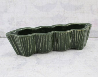 Miniature Vintage Green Ceramic Mid Century Planter - 3 1/4 Inches