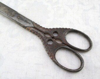 Extra Large Vintage Decorated German Scissors - 10 3/8" Long
