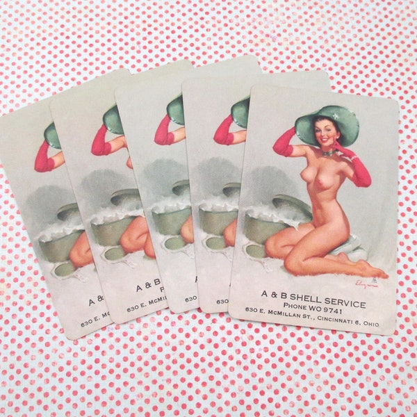 5 Vintage Gil Elvgren Nude Pin-up Playing Cards