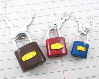 Three Vintage Diamond Locks With Keys