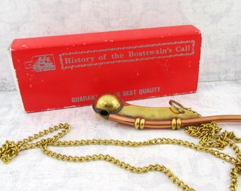 Vintage Brass Boatswain's Call - NOS - Original Box