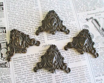 Four Little Vintage Brass Corner Pieces