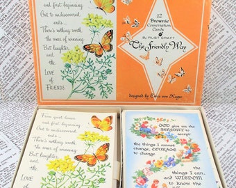 11 Vintage Box Rust Craft Conversation Note Cards and Envelopes