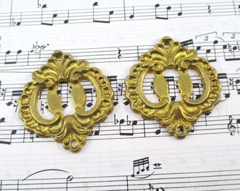 Pair of Vintage Brass Key Holes (B)