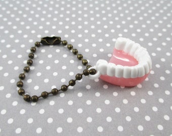 Little Vintage Denture / Teeth Charm Key Chain