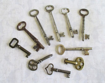 Ten Vintage Rusty Skeleton Keys
