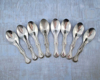 Eight Vintage Small Tin Ice Cream or Picnic Spoons