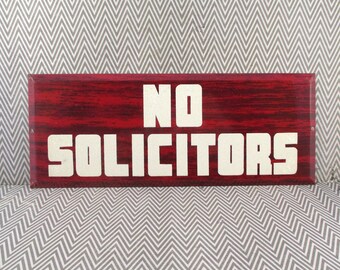 Vintage Metal No Solicitors Sign Reflective Letters