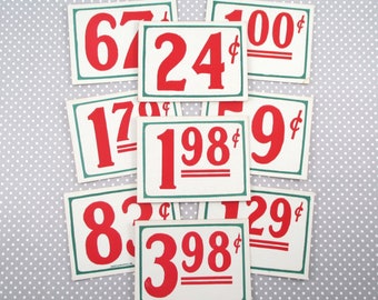 Nine Vintage Cardboard Label / Store Price Tags