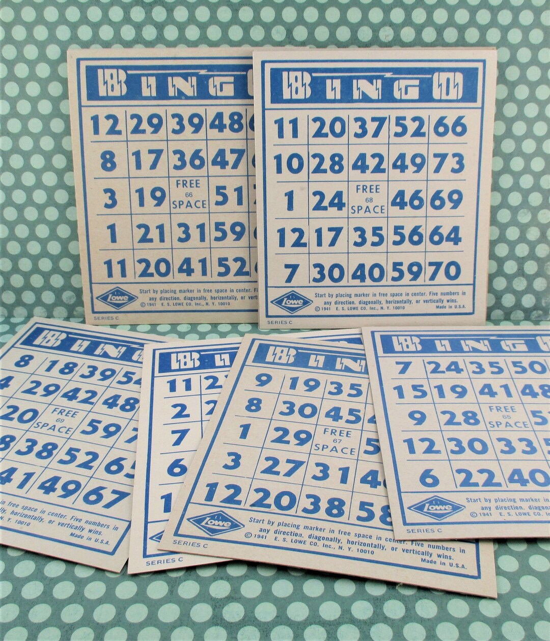 15 Vintage Cardboard Bingo Cards Etsy