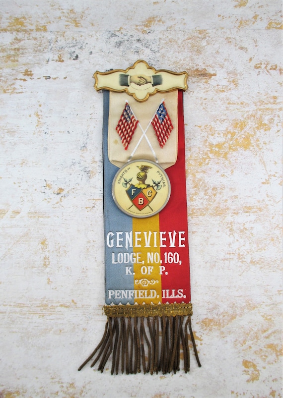 Vintage Knights of Pythias Badge and Ribbon - Gene