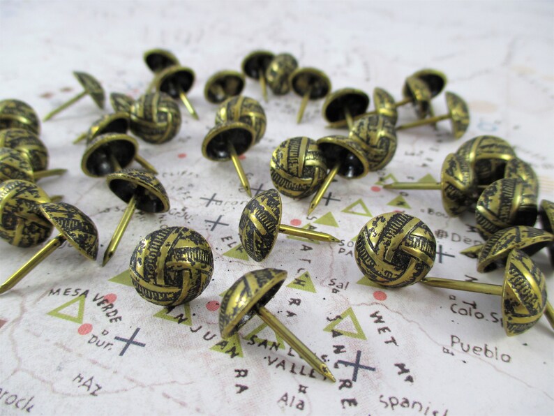 40 Vintage Furniture Nails / Upholstery Tacks Etsy