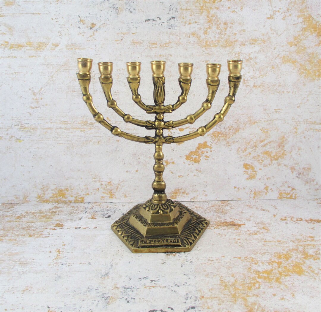 Vintage Brass Karshi Menorah / Jerusalem Etsy