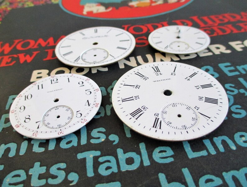 Four Vintage Antique Pocket Watch Faces B Etsy