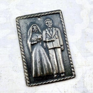 Vintage Pewter Wedding Milagro - Ex Voto