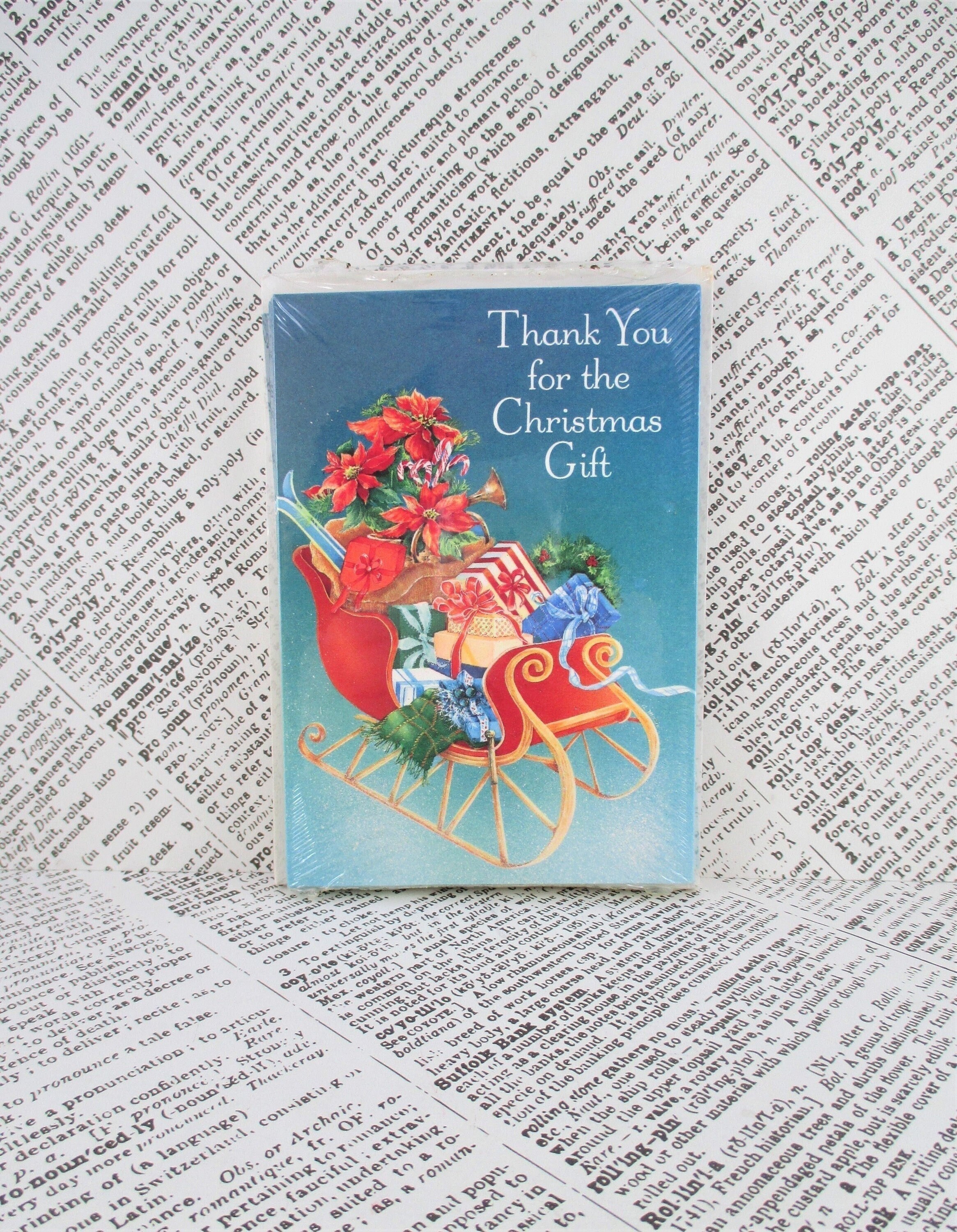 10 Vintage Hallmark Thank You For The Christmas Gift Cards Nos Etsy