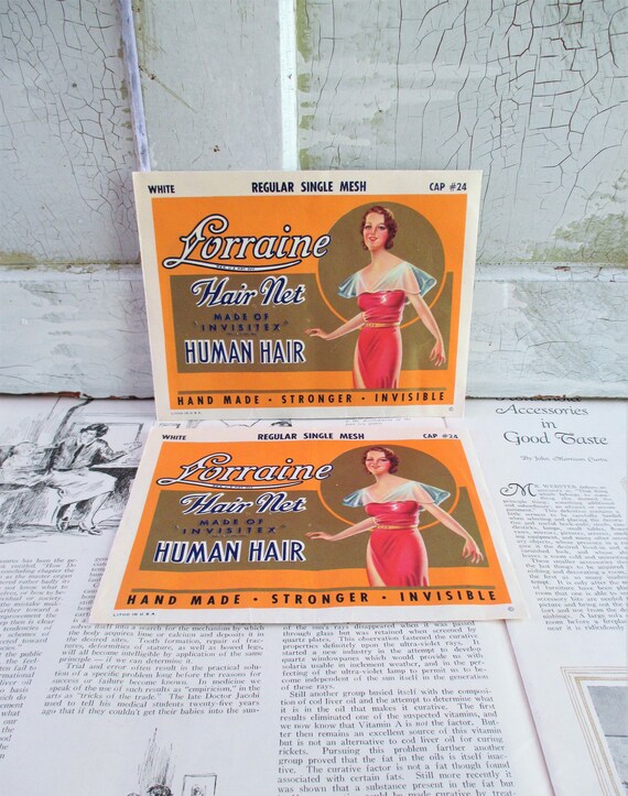 Pair Of Vintage Lorraine Human Hair Nets White Single Mesh Etsy