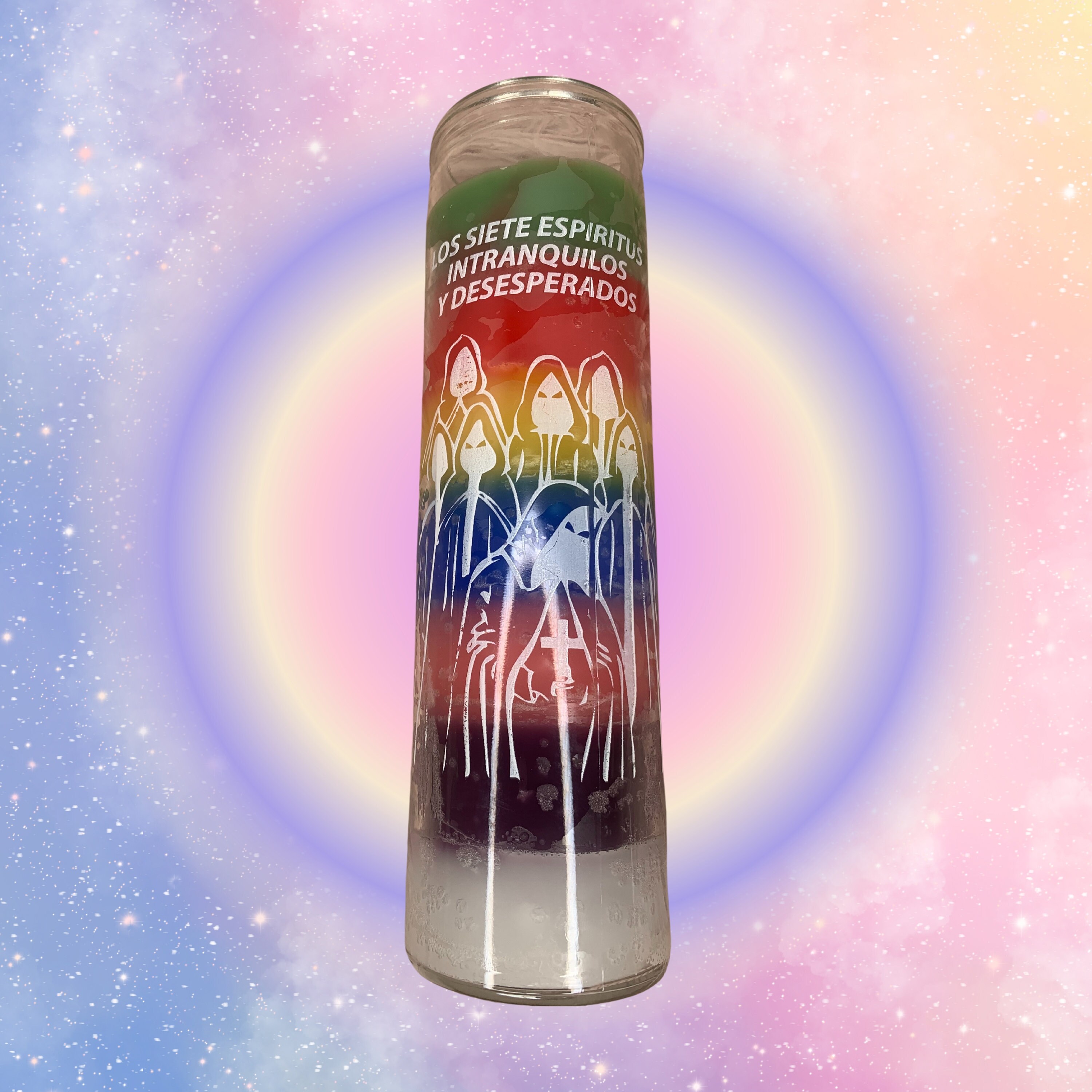 Rainbow Intranquil Spirit 7 Day Prayer Candle/ Novena Veladora/Fixed Candle/ Altar Service