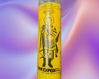 Vela de oración amarilla de San Expedito/Vela de novena de San Expedito/Vela fija/Servicio de altar