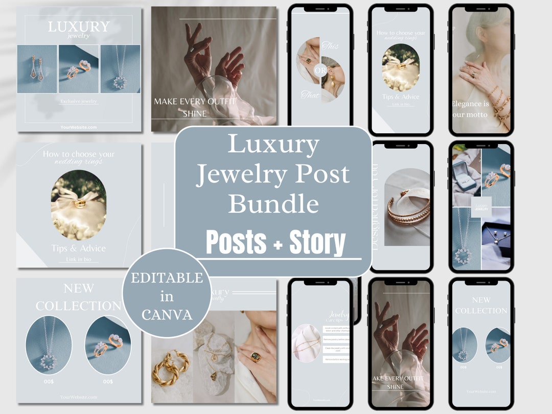 Jewelry Social Media Templates Bundle, Branding Kit, Marketing Kit ...