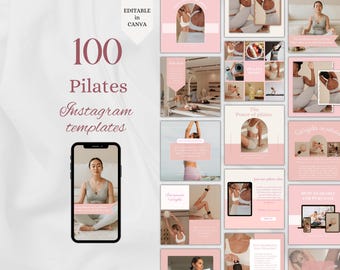 Pink Pilates Instagram Templates Social Media Templates for Pilates Instructor Editable Post Pilates Studio Templates for Pilates Reformer
