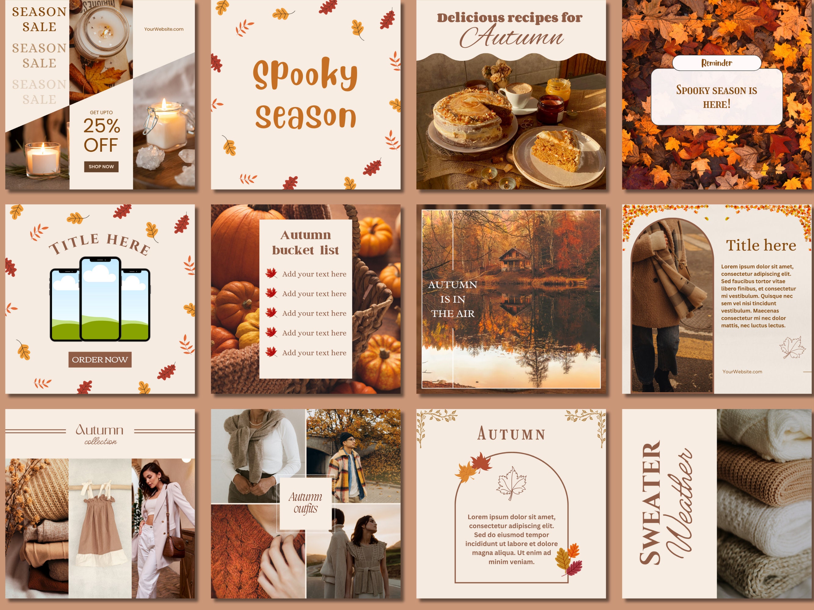 Fall Post Inspo Autumn Instagram Templates, Fall Post Templates Canva, Autumn Social ...