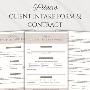 Pilates Client Intake Form Template for Pilates Instructors, Pilates Reformer Contract & Agreement for Pilates Studio Template Pilates Coach