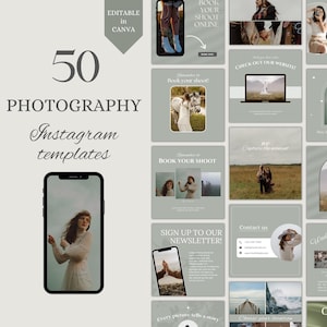 Photography Instagram Post Template Canva Social Media Posts for Photography Content, Photography Studio Marketing Editable Templates