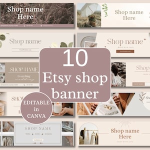 Etsy Shop Banner Template Bundle Neutral, Etsy Shop Kit Boho, Etsy Banner Template Mockup Canva, Etsy Shop Branding Kit