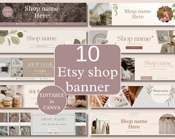 Etsy Shop Banner Template Bundle Neutral, Etsy Shop Kit Boho, Etsy Banner Template Mockup Canva, Etsy Shop Branding Kit