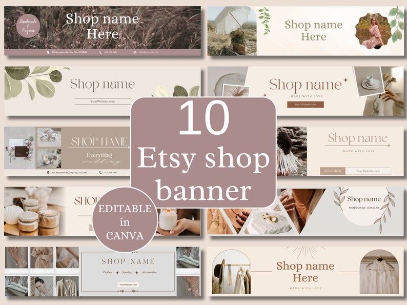 Etsy Shop Banner Template Bundle Neutral, Etsy Shop Kit Boho, Etsy ...