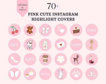 Pink Instagram Story Highlight Covers Cute, Coquette Instagram Templates Pink Story Icons Girly Aesthetic Instagram Highlight Covers