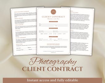 Photography Client Contract Templates Canva Editable, Neutral Modern Photography Form, Client Agreement, Contract for Photographers Minimal
