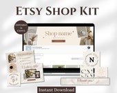 Boho Etsy Shop Kit Neutral Etsy Banner Template, Etsy Shop Branding Kit Template, Boho Etsy Shop Design for Selling on Etsy Seller Templates
