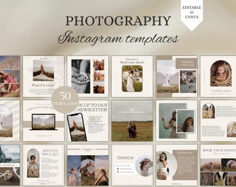 Photography Instagram Templates Neutral, Wedding Photography Instagram Posts, Social Media for Photographers, Newborn & Family Photographer