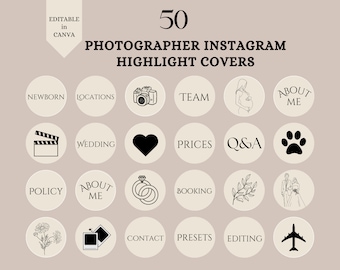 Instagram Story Highlight Covers dla fotografii, Fotograf Instagram Beige Story Icons, Instagram Szablon Photography Highlight Covers