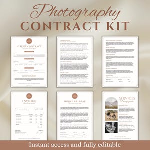 Photography Client Contract with Model Release Template for Photographer Contract Bundle Photography Session Forms Editable Template Canva