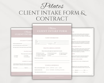 Plantilla de contrato de Pilates para instructores de Pilates Formulario de admisión de clientes para estudios de Pilates Reformer de Pilates para entrenadores de Pilates Plantillas