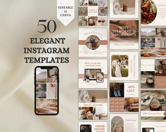 Neutral Aesthetic Instagram Post Templates Minimal Branding & Marketing Instagram Templates Boho Instagram Post Template Instagram Content
